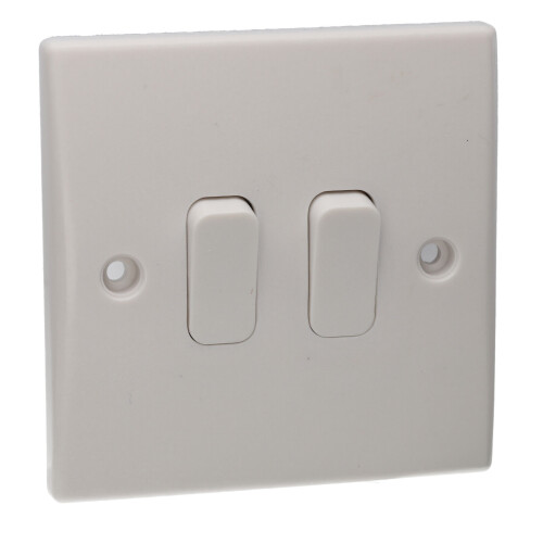 kenable kenable 2 Gang 2 Way 10A Double Light Switch Rounded Faceplate White