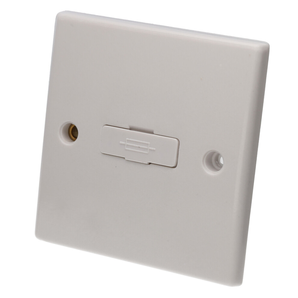 Kenable Unswitched Fused Spur Double Pole 13A Rounded Faceplate White
