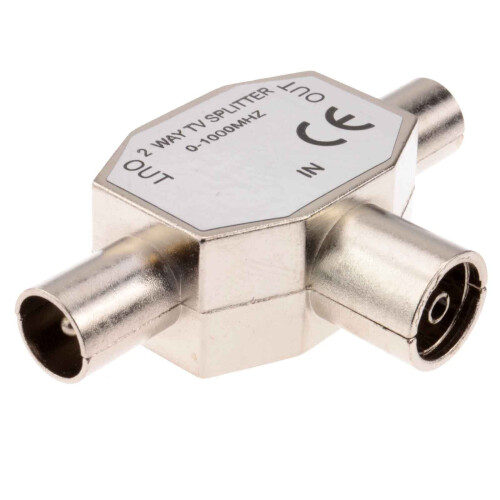 kenable kenable 2 Way RF TV Freeview Push Style Coax Splitter 1 Input to 2 Outputs 1