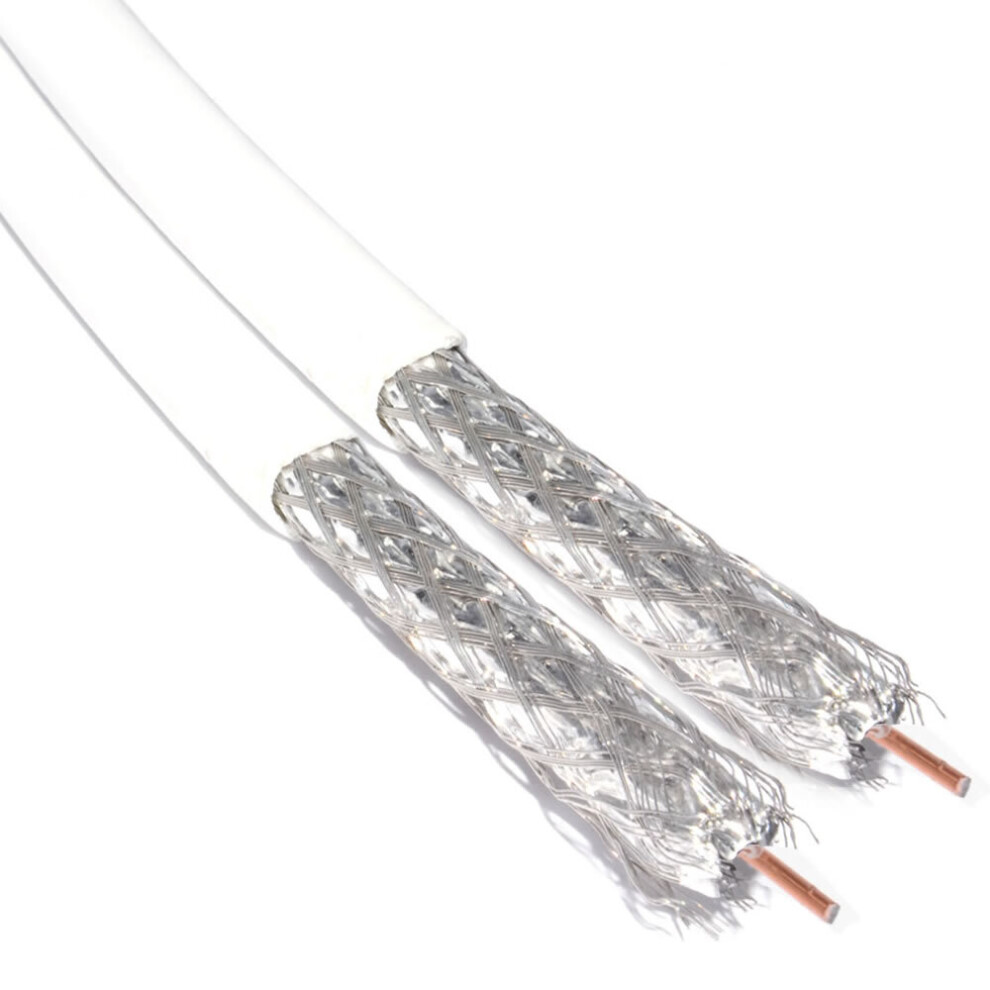 kenable Twin RG6U Coaxial Satellite Freeview Telewest Virgin Cable 100m White