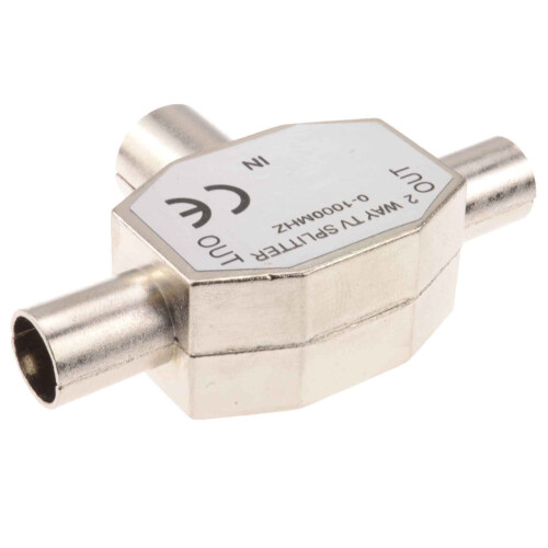 kenable kenable 2 Way RF TV Freeview Push Style Coax Splitter 1 Input to 2 Outputs 2