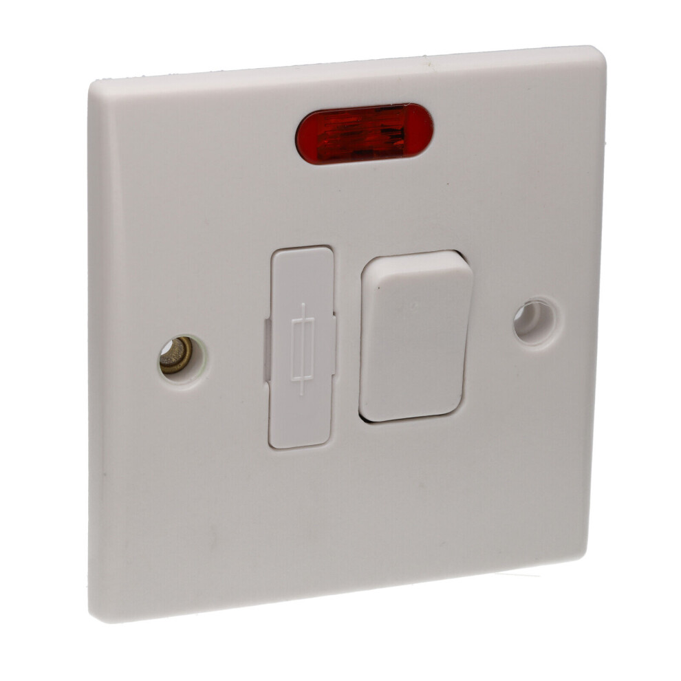 kenable Switched Fused Spur Double Pole 13A Rounded Faceplate White