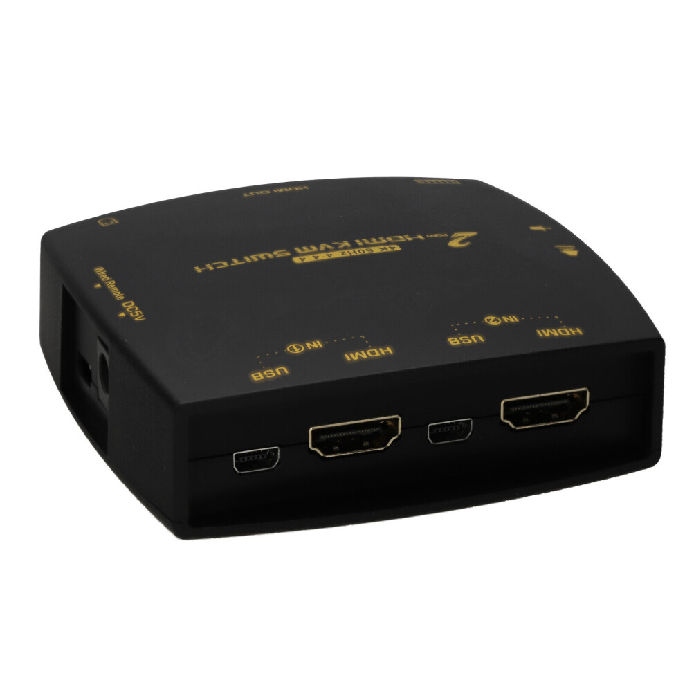 kenable 2 Port HDMI 2.0 KVM Switcher Box 4K 60Hz with Cables & Remote Control