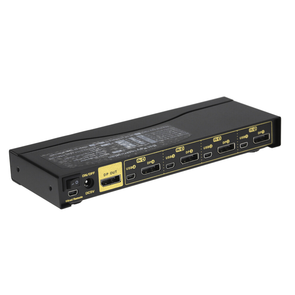 kenable 4 Port DisplayPort KVM Switcher Box 4K 60Hz with Cables & Remote Control Metal