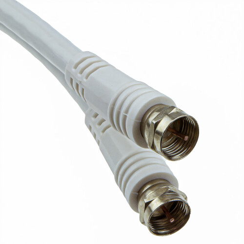 kenable kenable TWIN Satellite Moulded F Type Plug to Socket RG6 Extension Cable  3m White 1