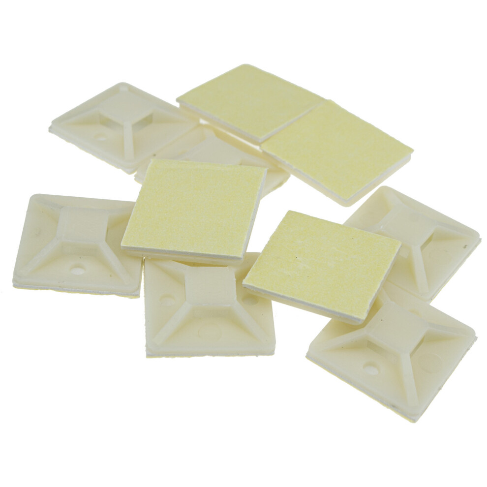 Cable Tie Base 30Mm X 30Mm Self Adhesive Natural Medium White [10 Pack] 5054338109398