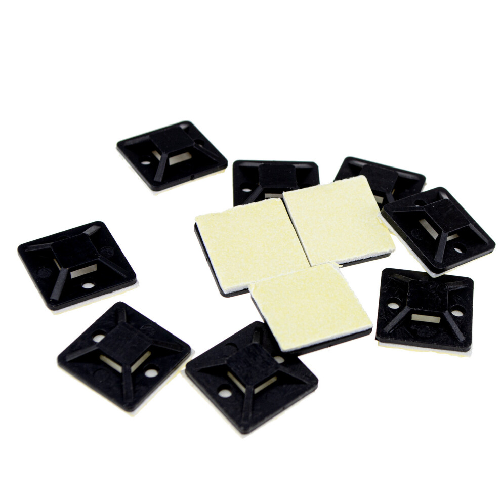 Cable Tie Base 20Mm X 20Mm Self Adhesive Small Black [10 Pack] 5054338109411