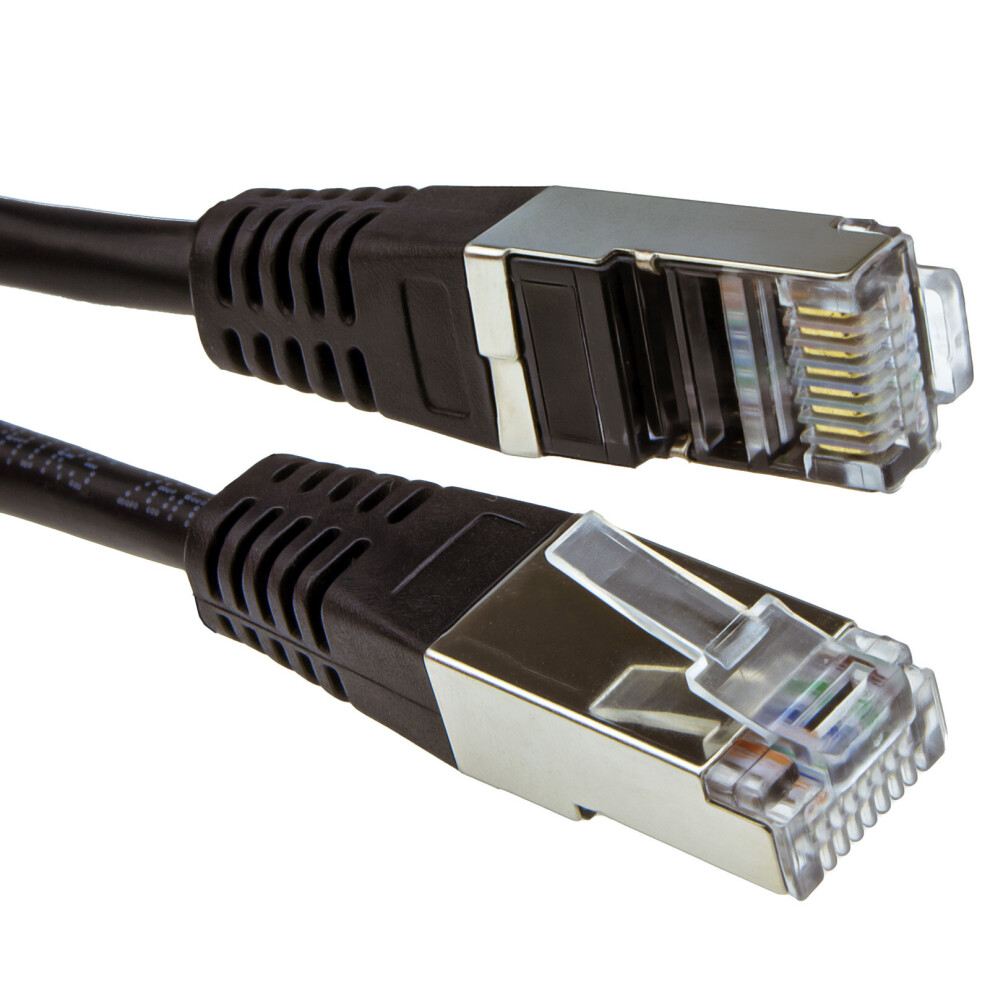Kenable Black Shielded Ftp Network Ethernet Rj45 Cat5e Cca Patch 26Awg Cable 25Cm 0.25M