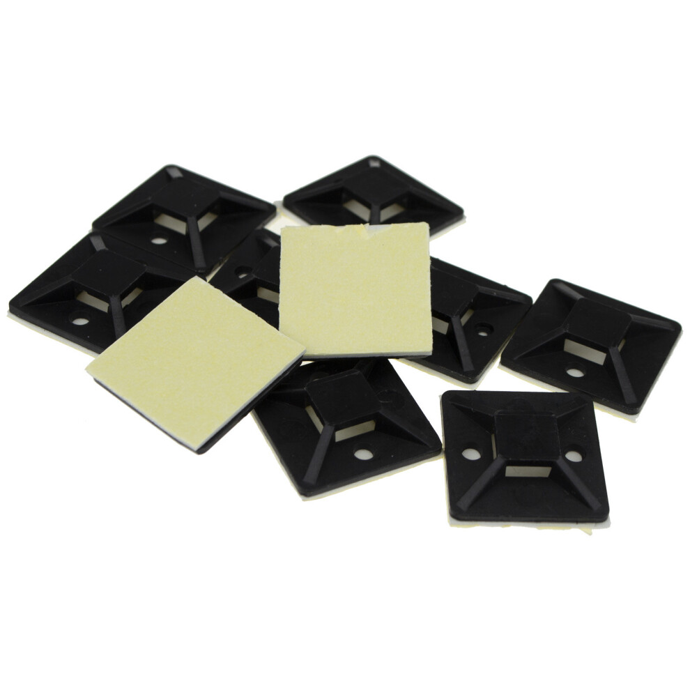 Cable Tie Base 30Mm X 30Mm Self Adhesive Medium Black [10 Pack] 5054338109435