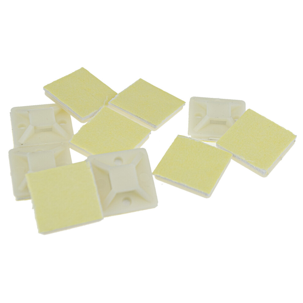 Cable Tie Base 20Mm X 20Mm Self Adhesive Natural Small White [10 Pack] 5054338109374