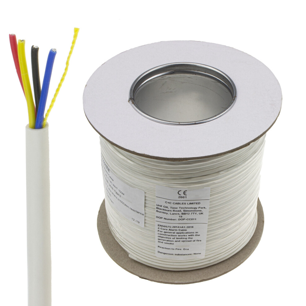 kenable 4 Core CCA Signal Cable for Alarm or Intercom Systems 100m White