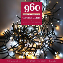 Noma 960 LED CLUSTER Lights : Multifunction : Plug-in with Timer : Bright White/Warm White Mix