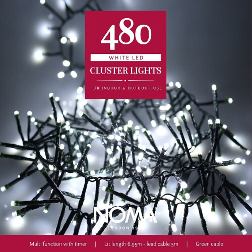 Noma 480 LED CLUSTER Lights : Multifunction : Plug-in with Timer : Bright White