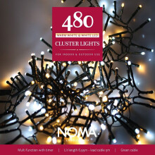 Noma 480 LED CLUSTER Lights : Multifunction : Plug-in with Timer : Bright White/Warm White Mix