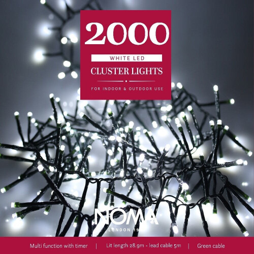 Noma 2000 LED CLUSTER Lights : Multifunction : Plug-in with Timer : Bright White