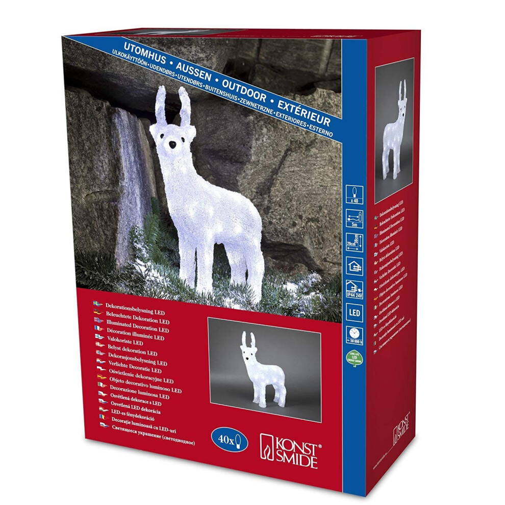 40 LED Acrylic Reindeer Stag : 38cm : Plug In