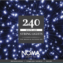 Noma 240 LED Christmas Tree Lights : Green Cable : Plug-in with Timer : Bright White