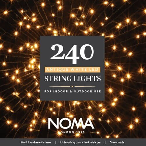 Noma 240 LED Christmas Tree Lights Green Cable Plugin with Timer