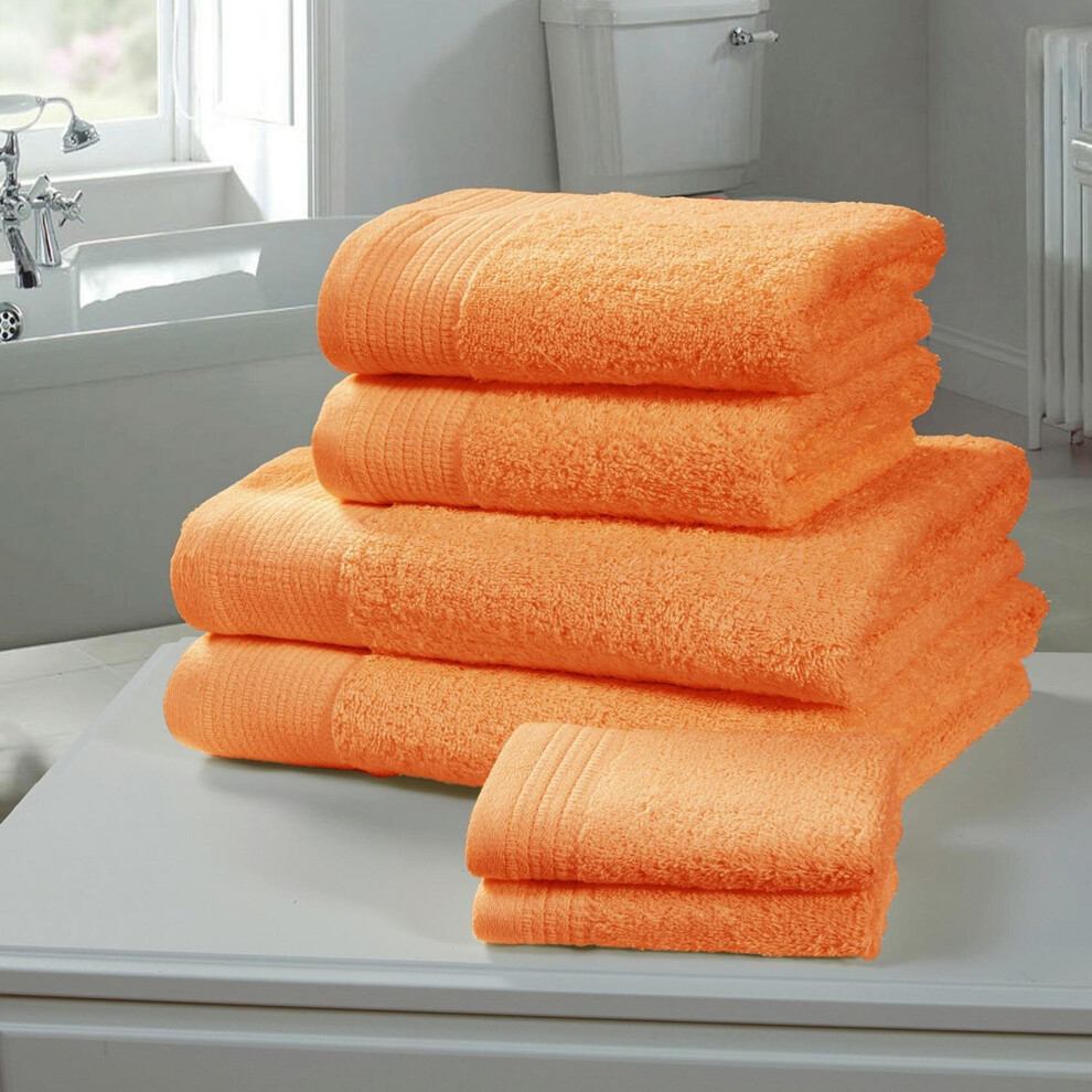 (6 pieces, Tangerine) Arr Arr 100% Egyptian Cotton Towels Chatsworth Towel Bale