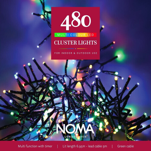 Noma 480 LED CLUSTER Lights : Multifunction : Plug-in with Timer : Multicoloured