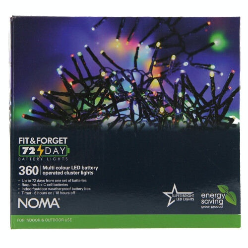 Noma Fit & 360 LED Cluster Christmas Lights Battery/Timer