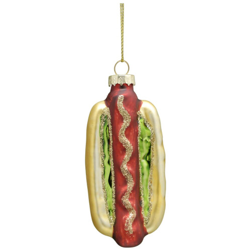 Christmas Tree Glass Bauble : 10cm Hotdog