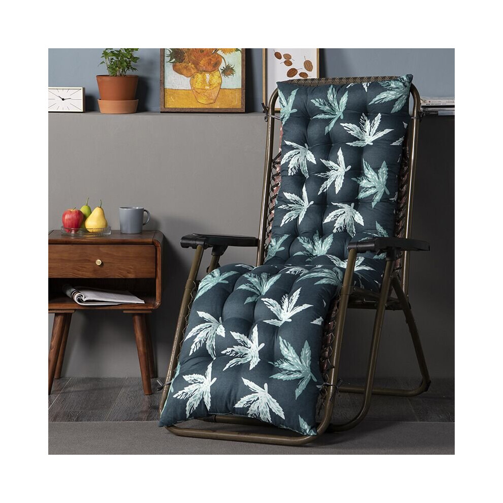 (Green Leaves, 48*120*8cm/19*47*3in) Leaves Starry High Back Chair Cushion Deck Seat Pad Garden Patio Lounge Recliner