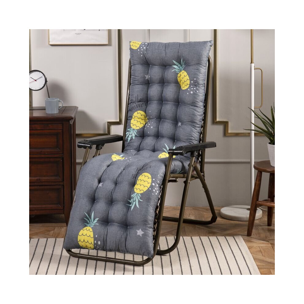 (DarkGray Pineapple, 48*170*8cm/19*67*3in) Leaves Starry High Back Chair Cushion Deck Seat Pad Garden Patio Lounge Recliner