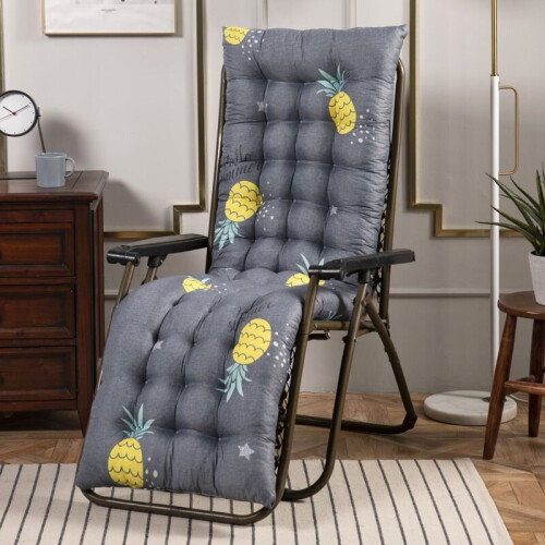 (DarkGray Pineapple, 48*155*8cm/19*61*3in) Leaves Starry High Back Chair Cushion Deck Seat Pad Garden Patio Lounge Recliner