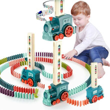 Kids Electric Domino Train Car Set Sound & Light Automatic Laying Dominoes Brick