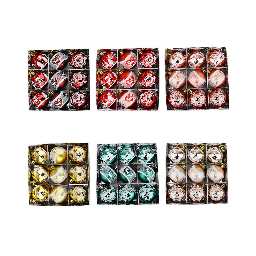 (D) Christmas Painted Balls Christmas Tree Ornaments Christmas Gift Box Gift Decoration 9pcs per box