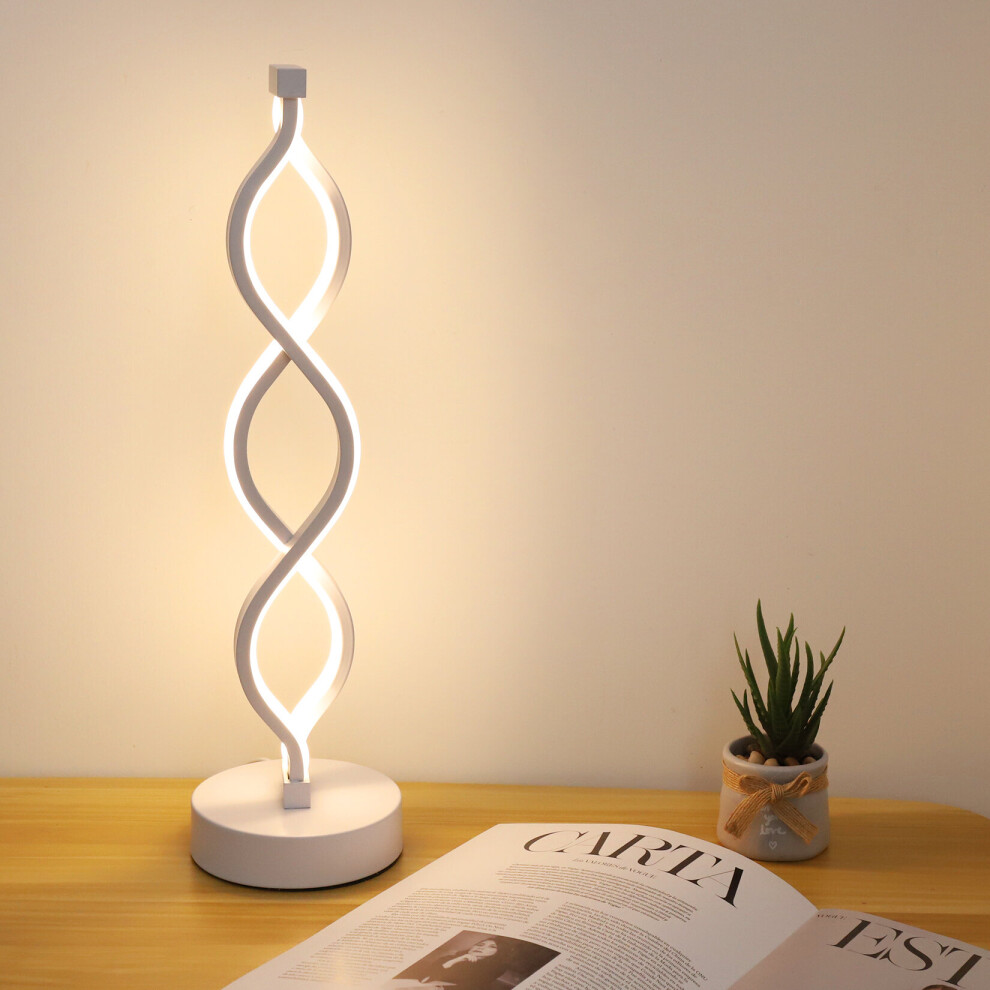 Curved Modern LED Desk Lamp Dimmable Spiral Lights 3 Color Modes