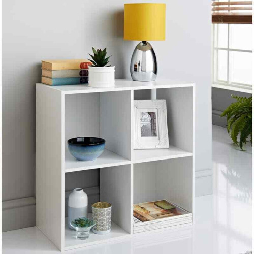 Lokken 4 Cube Home Office Display Decor Shelving Storage Unit White