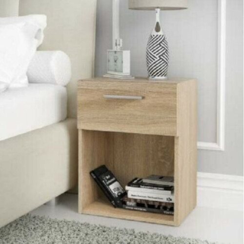 Multipurpose Bedside Stunning Cabinet 1 Drawer & Shelf Storage Oak