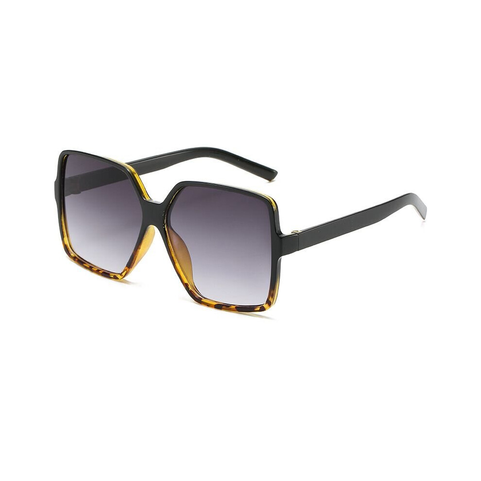 (Black+Leopard) Women Large Shield Oversized Square Sunglasses Shades Outdoor Glasses Eyewear