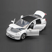 (White) Tesla Model 3 Diecast Model Car Sound&Light Pull Back Cars Toy Xmas Boy Gift UK
