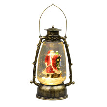 Christmas Santa Hurricane Lantern Antique Snow Globe Ornament Gold