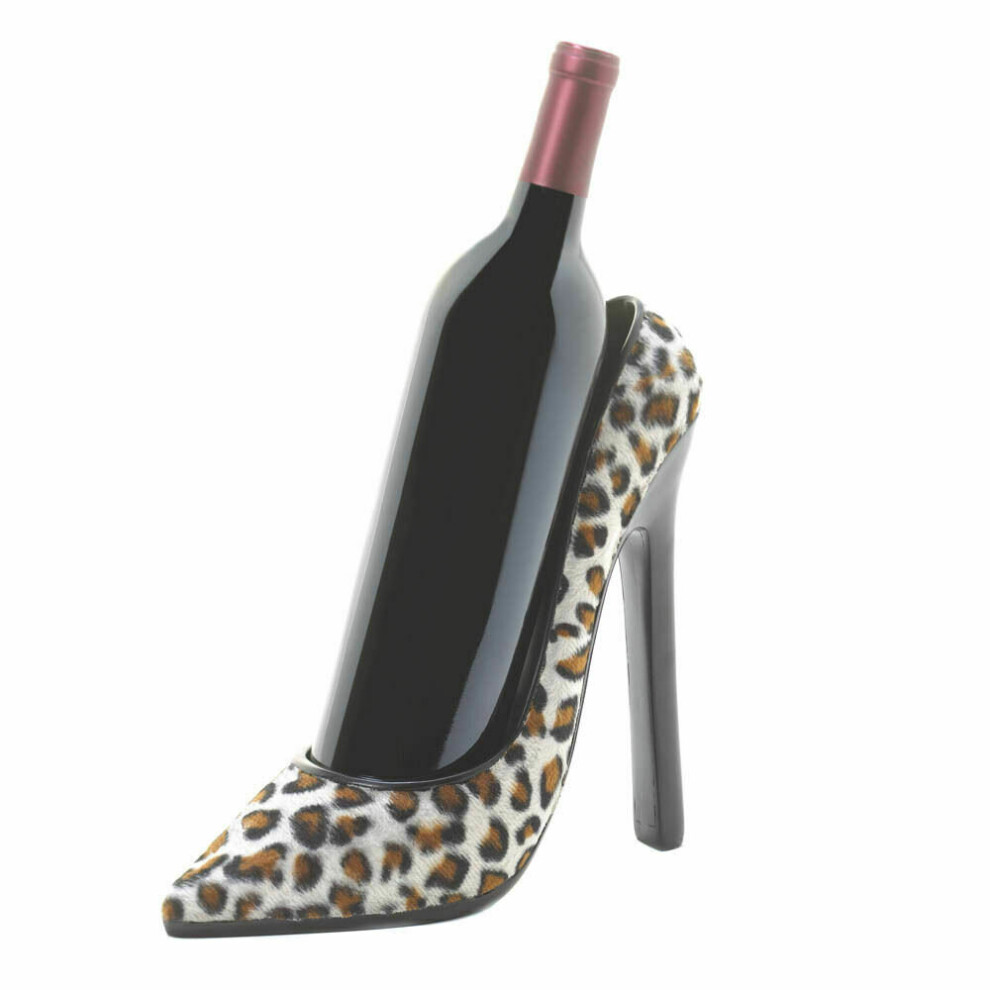 Animal Leopard Printed Design Stiletto High Heel Wine Bottle Holder