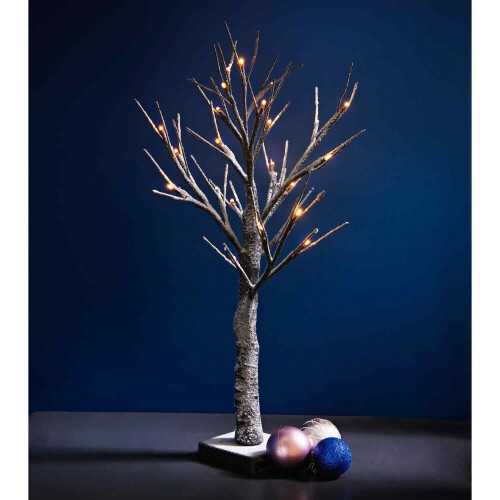 Christmas Snowy Twing 24 Warm White LED Tree 2Ft Tabletop Battery Optd