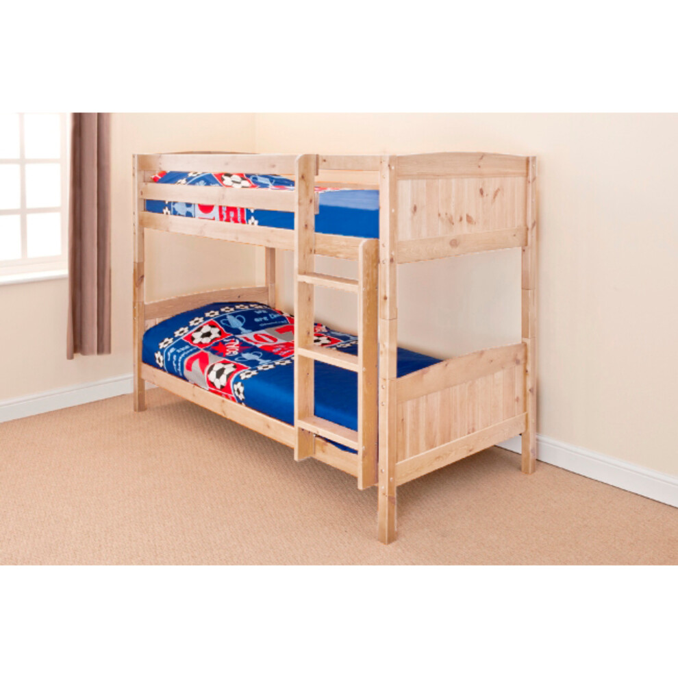 Comfy Living (Natural No Mattress) 2Ft6 Shorty Wooden Bunk In White Caramel Natural Grey