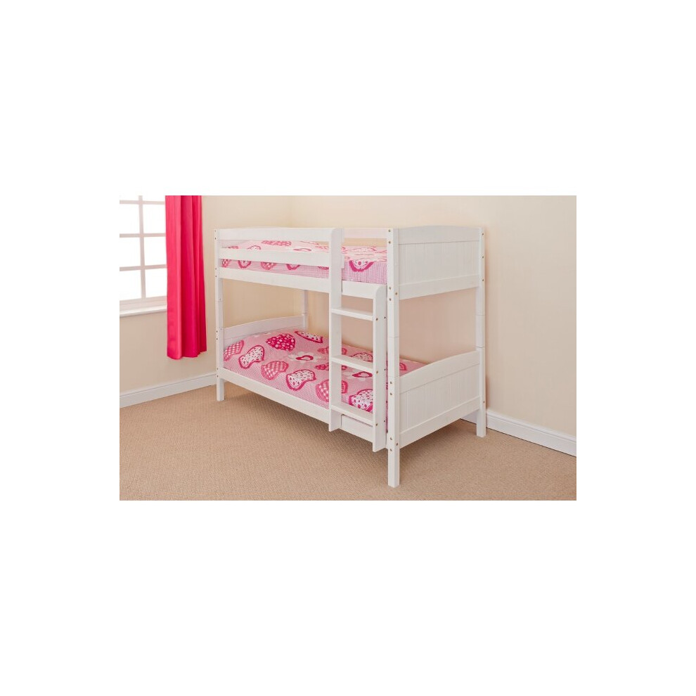 Comfy Living (White, Tanya Mattress) 2Ft6 Shorty Wooden Bunk In Grey White Caramel Natural