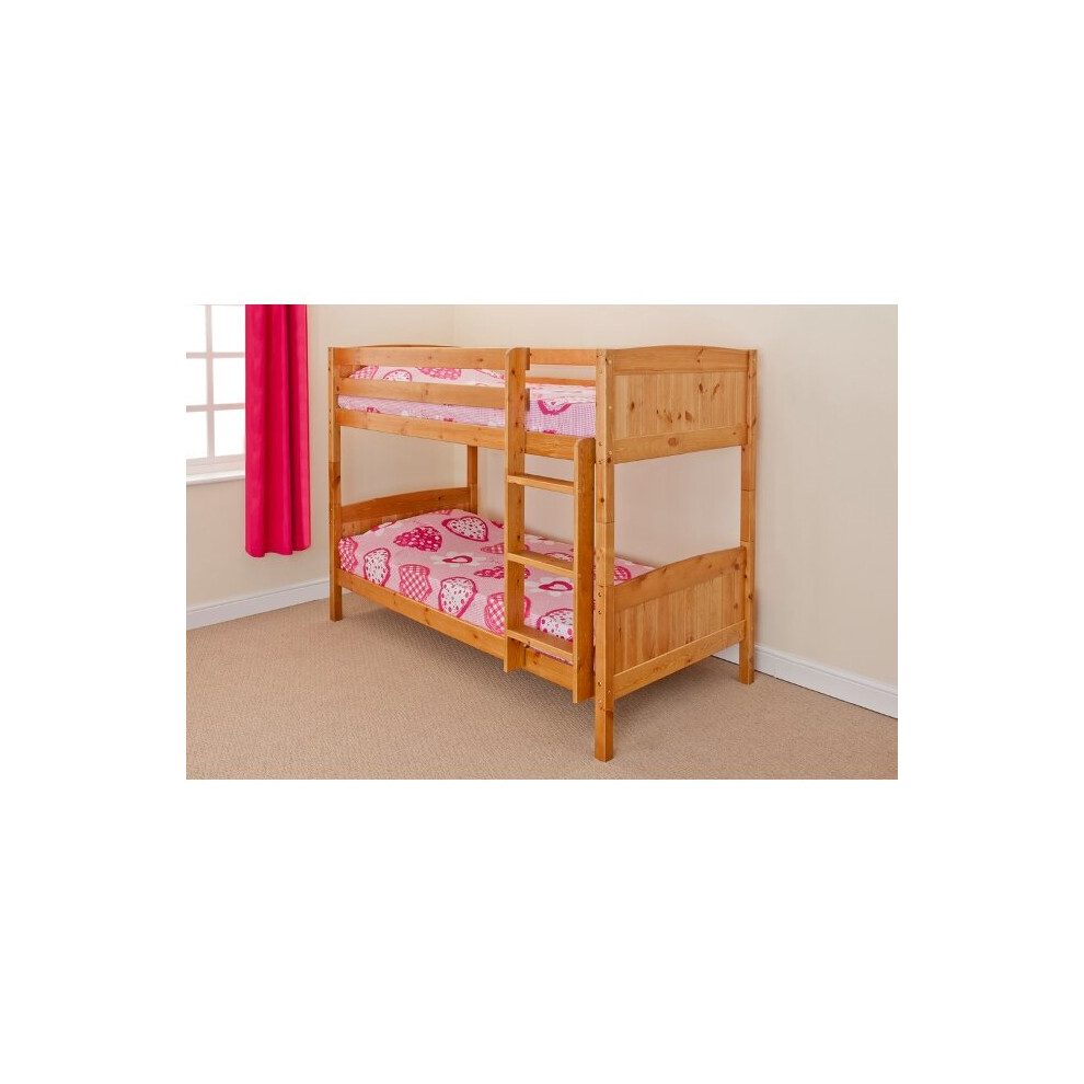 Comfy Living (Caramel, Lucy Mattress) 2Ft6 Shorty Wooden Bunk In White Caramel Natural Grey