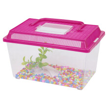 (Pink) Plastic Aquarium Fish Tank Starter Kit Goldfish