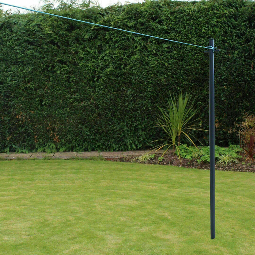 (Heavy Duty 2.4m Galvanised Clothes Washing Line Post Pole Support And Socket) 2.4m Galvanised Heavy Duty Washing Line