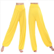 (Yellow, XL) Womens Harem Aladdin Pants Causal Baggy Gypsy Loose Dance Yoga Genie Trousers