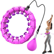 (Purple) Smart Weighted Hoop, Adults Fitness Hoop, Wide Adjustable Exercise Hoop with 360 Degree Massage for Adults & Ch
