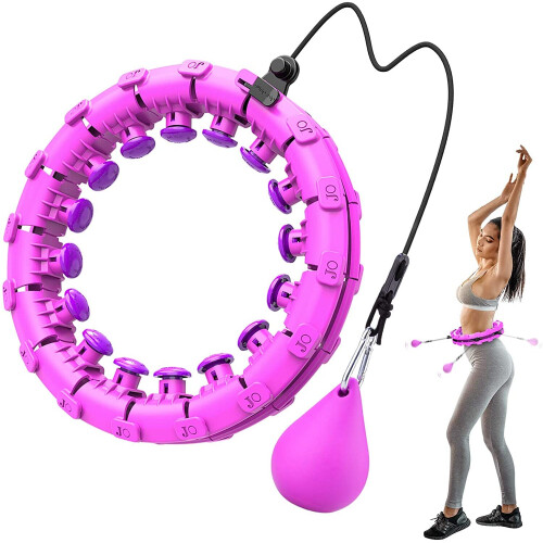 (Purple) Smart Weighted Hoop, Adults Fitness Hoop, Wide Adjustable Exercise Hoop with 360 Degree Massage for Adults & Ch
