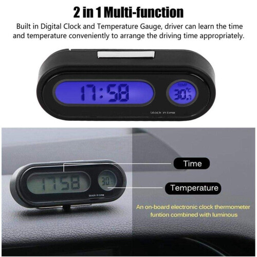 Car Digital Clock & Temperature Display Electronic Clock Thermometer Auto Electronic Clock LED Backlight Digital Display 2