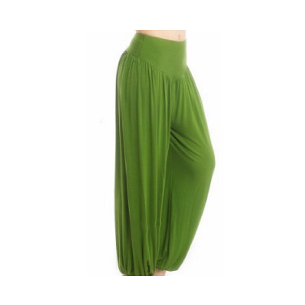 (Grass, S) Womens Harem Aladdin Pants Causal Baggy Gypsy Loose Dance Yoga Genie Trousers