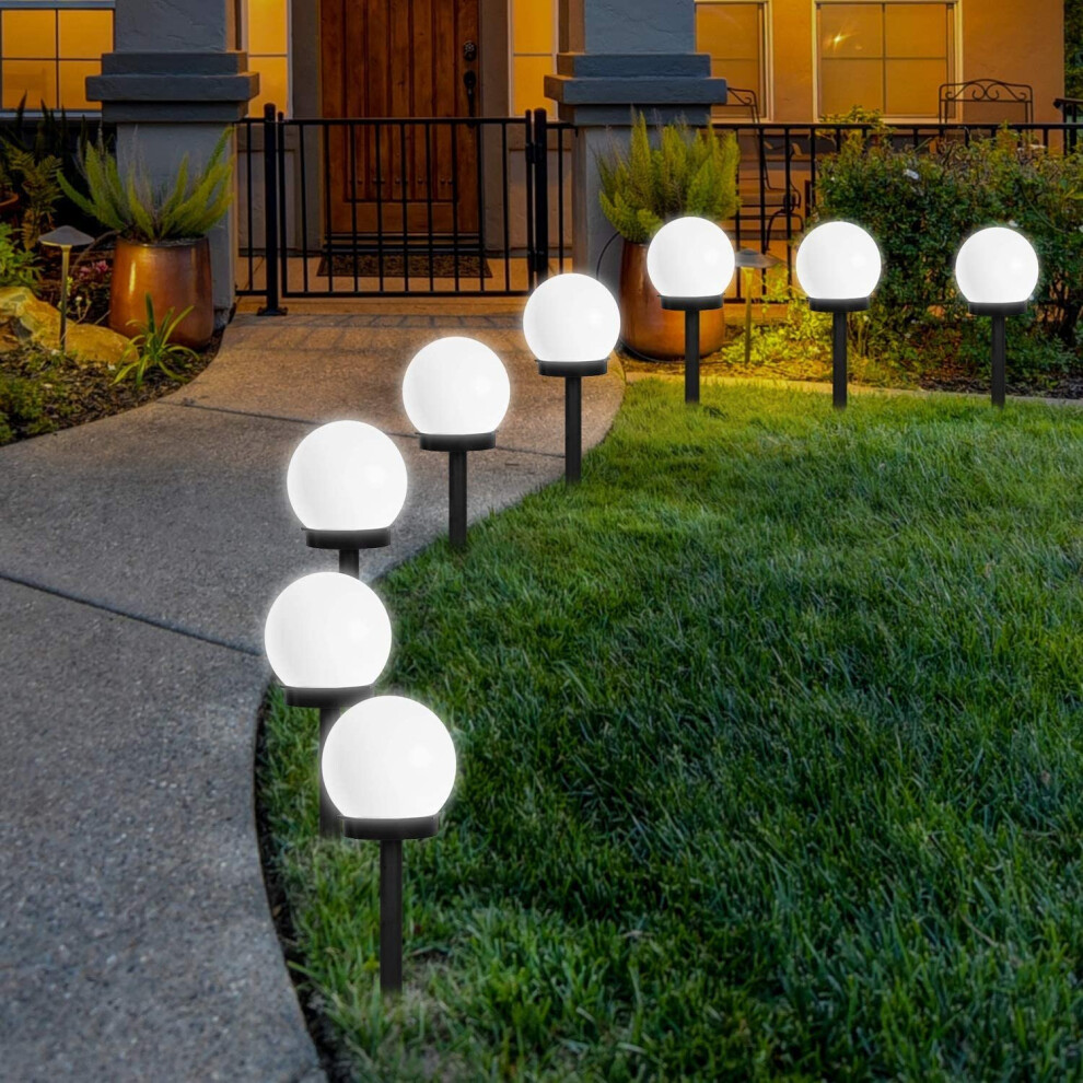 FLOWood LED Solar Garden Light, Solar Globe Lights Outdoor Globe Stake Light Garden Path Lighting for Garden Cold White